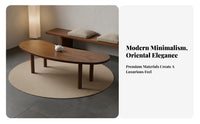 Curved Solid Wood Tea Table Aesthetic Chinese Design Tea Table Thick Tabletop Modern Chinese Design Dining Set for Home Stylists, Living Room