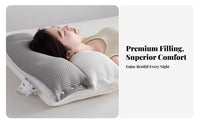 Double Height Cervical Neck Pillow Breathable Double Layer Pillow Cooling for Back Sleepers, Adults, Sleeping, Nightly Rest, Bedroom