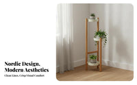Nordic Design Multi-Tier Plant Stand Minimalist Aesthetic Tiered Corner Stand Space-Saving Design Display Shelf Stable Tripod Base for Gardeners, Homeowners, Living Room, Balcony, Bedroom, Office