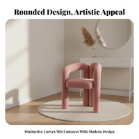 Modern Minimalist & aesthetic Upholstered Makeup Seat Elegant golden-Finish Legs Vanity Stool Ergonomic Curved rear characteristic Chair luxuriously soft padding for Women, Bedroom, dressing area, professional glamour studio, perusing Corner
