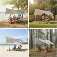 Outdoor Camping Tarp Shelter Sunshade with Thickened Silver/Black Coating for Rain Protection