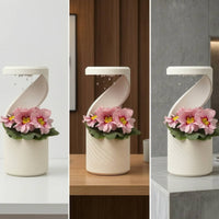 Sculptural Vase with Drainage Tray Contemporary Desktop Vase Compact Planter Modern for Plant Lovers, Minimalists, Tabletop, Desk, Office, Shelf