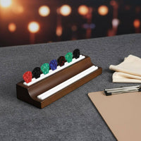 Engraved Logo Wooden Guitar Pick Holder Hand Polished Guitar Pick Display Box Two-rowRow Slots Musical Accessory Multi-Slot Storage for Music Teachers, Professionals, Studio, Teaching
