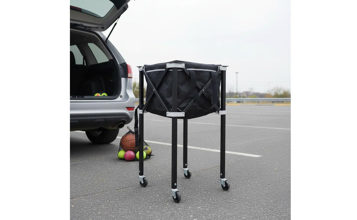 Pickleball Cart Foldable Folding Ball Storage Mobile storage° Wheels Sports Organizer for Training Period