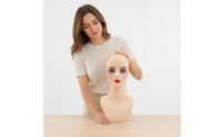 Mannequin Display Head Bust Skin-Toned Manikin Head with Shoulders Sturdy