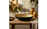 Oval Bowl with Hammered Texture Elegant Aluminum Bowl with Wide Large Serving Dish for Dining Table