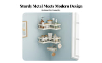No-Drill Installation Adhesive Corner Shelf Space-Saving Corner Holder Set Rustproof Bathroom Accessory Drainage Design for Homeowners, Students, Families, Washroom, Dorm Room, Kitchen