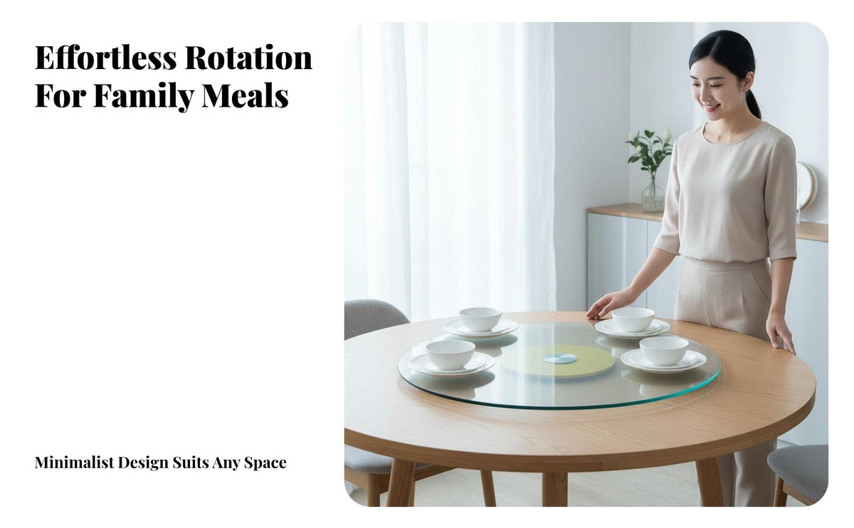 Glass Dining Table Turntable Smoothly Rotating Rotation Dining Table Turntable Easy to Clean Glass Rotating Tray for Families, Banquets, Restaurants