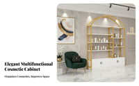 Cosmetic Product Shelving Sturdy & Stable Multi-Layer Display Shelf Luxurious Aura Gold Metal Display Stand for Adults, Bedroom, Living Room, Washroom