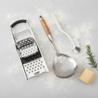 3 Pieces Grater and Spoon Set Stainless Steel Cooking Utensils Sturdy Kitchen Tools for Home Cooks