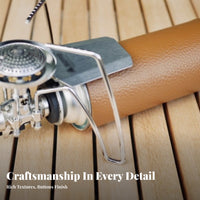 Snap-Button Closure PU Leather Sleeve Cover Textured 250 G Gas Canister Cover Fitted Opening Cylindrical Canister Protector for Campers