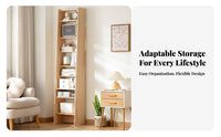 Slim Profile Leaning Ladder Bookcase Space-Saving Design Ladder Bookcase Sturdy Construction Book Rack Multi-Functional for Children, Apartment Dwellers, Homeowners, Small Areas, Kid's Room, Home Office, Bedroom