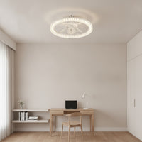 Crystal-Textured E26/E27 Ceiling Fan Light Three-Color Ceiling Fan Light Low-Profile Fixture Detachable for Bedroom, Study Room, Dining Area