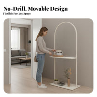 Modern Design Drill-Drill-Unobstructed Standing Glass Partition with Shelf Multi-Functional Drill-Drill-Unobstructed Standing Slatted Screen with Bookcase Drill-Drill-Unobstructed Installation Room Divider Easy to Clean for Apartment Dwellers, Homeowners