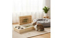 Wooden Rabbit Hay Feeder Compact Small Pet Hay Rack Light-Colored Tray