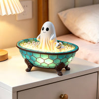 Creative Resin Ghost Bathtub Ornament Halloween Tabletop Decor Night Light