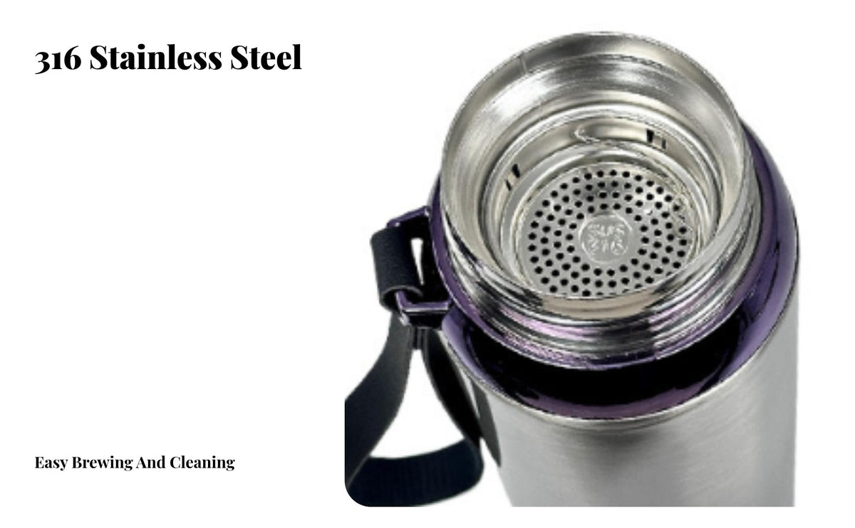 Thermal Bottle with Tea Infuser Double Wall Construction Business Design Thermal Cup Keeps Hot and Cold Insulated Bottle with Tea Infuser