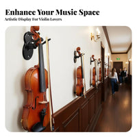 Violin Hanger with Bow Holder Space-Saving Violin Wall Mount with Bow Holder