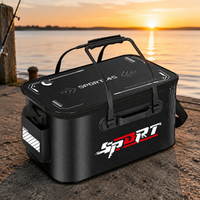 50cm Collapsible Bucket, EVA Folding Fishing Bucket with Shoulder Strap, Portable Water Bucket for Groundbait & Live Fish Transport
