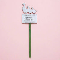 Creature Motifs Wooden Road Sign Stake French Text Outdoor Decor