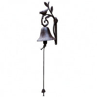 Decorative Rustic Wall Bell with Pull Cord Vintage Cast Iron Bell with Bracket Weather-Resistant Door Chime Easy to Install for Gardeners, Yard, Doorway