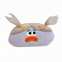 Faux Fabric Soft Pencil Case Embroidered Cartoon Pencil Case Oval Zipper Pen Bag Soft