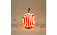 Red Striped Table Lamp Sculptural Design Lantern Style Night Home Illumination Lighting