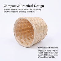 Bamboo Storage Baskets for Shelves, Mini Bamboo Storage Baskets, Small Woven Baskets for Crafts, Bamboo Woven Baskets, Handcrafted Desk Basket