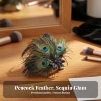 Peacock Feather Hair Fastener Iridescent Spot-Catching Design Feather Fascinator Headpiece 1920s Roaring Twenties Headpiece