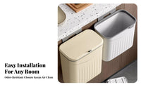 Wall Mounted Trash Can Easy-Mount Design Installation Wall Mounted Waste Bin Large Capacity Hanging Trash Bin for Homeowners, RV Owners, Restroom
