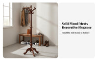 Strong Bearing Capacity Wooden Coat Rack Stable Base Unattached Standing Coat Stand Space Saving Solid Wood Hall Tree Heavy Duty for Homeowners, Families, Office Workers, Living Room, Bedroom, Entryway, Hallway