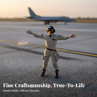 1:64 Scale Aviator Figure Highly Detailed Aircraft Marshaller Figurine Sand Table Aviator Miniature Hand Painted for Collectors