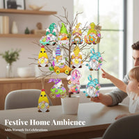 12 Pieces Easter Gnome and rabbit Pendants Lightweight Hanging decoration for children