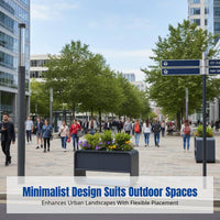 Outdoor Iron Planter Box, Galvanized Steel Divider Combo, Minimalist Design for Commercial Streets and Roadsides