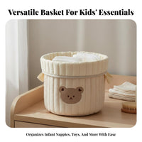 Kids Storage Basket Korean Design Soft Diaper Holder Kids Toy Storage Bin Versatile Foldable Nursery Bin Child-Safe Material