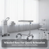 Stainless Steel Rolling Trolley Heavy Duty Movable Salon Trolley Tray Cart Medical Instrument Tray Stand for Hospital, Medical Facility, Spa
