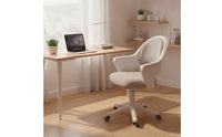 Upholstered Desk Chair Padded Height-Adjustable Computer Chair Rolling Furniture for Telecommuters, Students, Study, Bedroom, Dorm Room