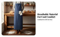 Wear Resistant Denim Work Apron With Pockets Heavy Duty Shop Apron Breathable Material for Artists, Baristas, Garage