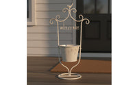 Wrought Iron Design Vintage Flower Pot Stand Bird Accent Metal Planter Stand Detachable Welcome Sign Planter for Patio, Balcony, Entryway