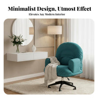 Height Adjustable Upholstered Swivel Armchair Thick Cushion Task Chair Soft Textile Upholstery Home Furniture Ergonomic Design for Young Adults, Homeowners, Dormitory, Study Room, Reading Nook, Reception Area