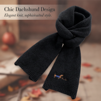 Korean Style Embroidered Dog Knitted Scarf for Women, Autumn/Winter Warm & Cold-Proof