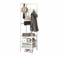 Freestanding Corner Hall Tree Space-Saving Coat Stand Multihanger Garment Rack Minimalist Design for Students, Apartment Dwellers, homeowners, Bedroom, Hallway, Dorm Room, Office