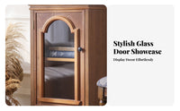 Wooden Nightstand with Glass Door centuryera Modern Design for Bedroom, Renters