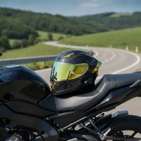 Carbon-Fiber-Pattern Bluetooth Integrated Motorcycle Helmet Communication System Bluetooth Motorcycle Helmet Aerodynamic Tinted for Riders, Commuters, Touring, Commuting