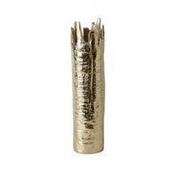Gold Metal Vase Luxury Style Textured Cylindrical Vase Easy to Clean