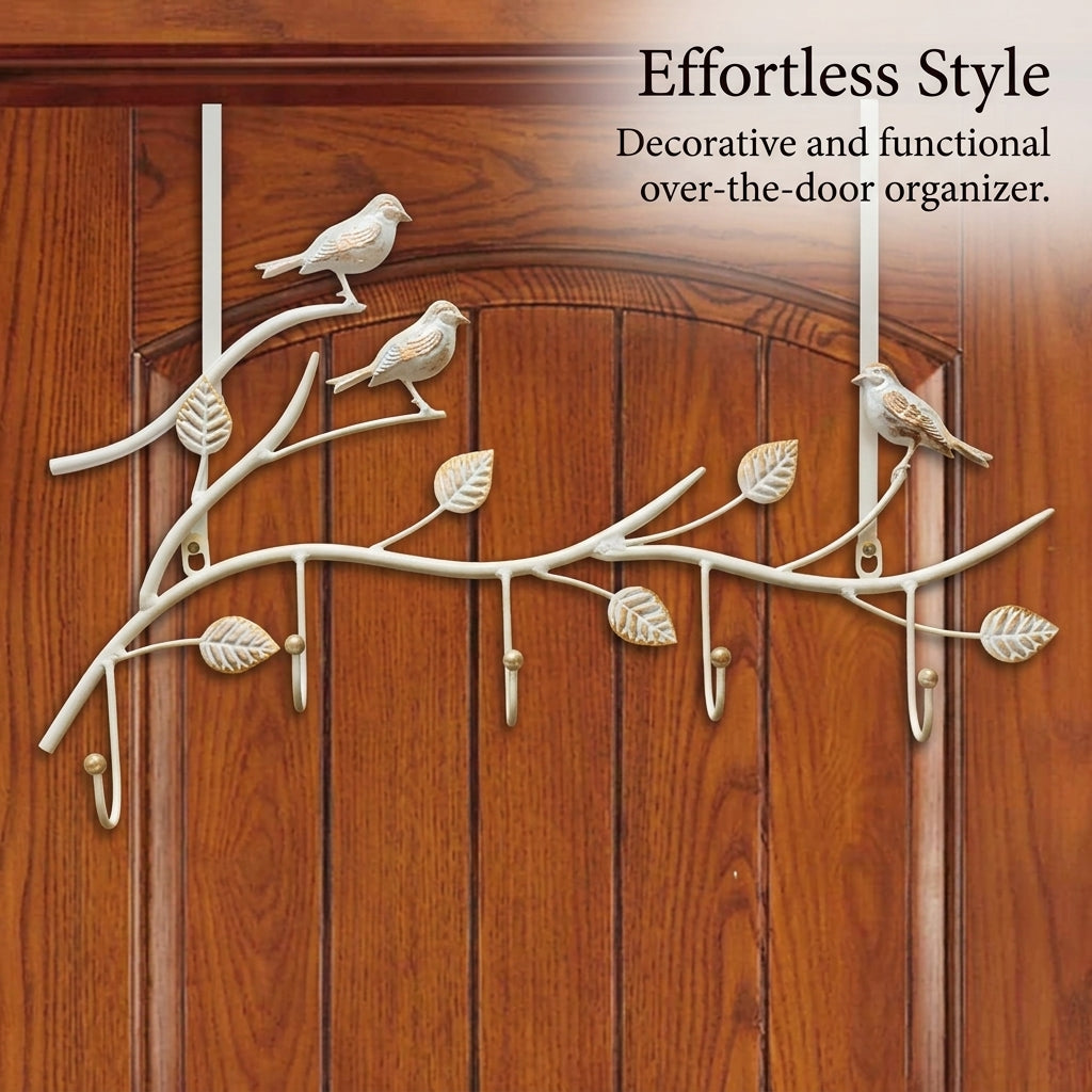 Metal Heavy Duty Bedroom Door Hooks for Hanging Organizer, Decorative Bird Design Iron for Bathroom