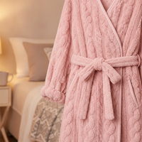 Women's Coral Fleece Robe Winter Warm Thickened Flannel Loungewear