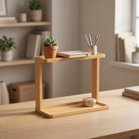 Water-Resistant Bamboo Shelf with Two Tiers Space-Saving Countertop Rack Organizer Compact Bamboo Storage Rack Natural for Bathroom Vanity, Dresser