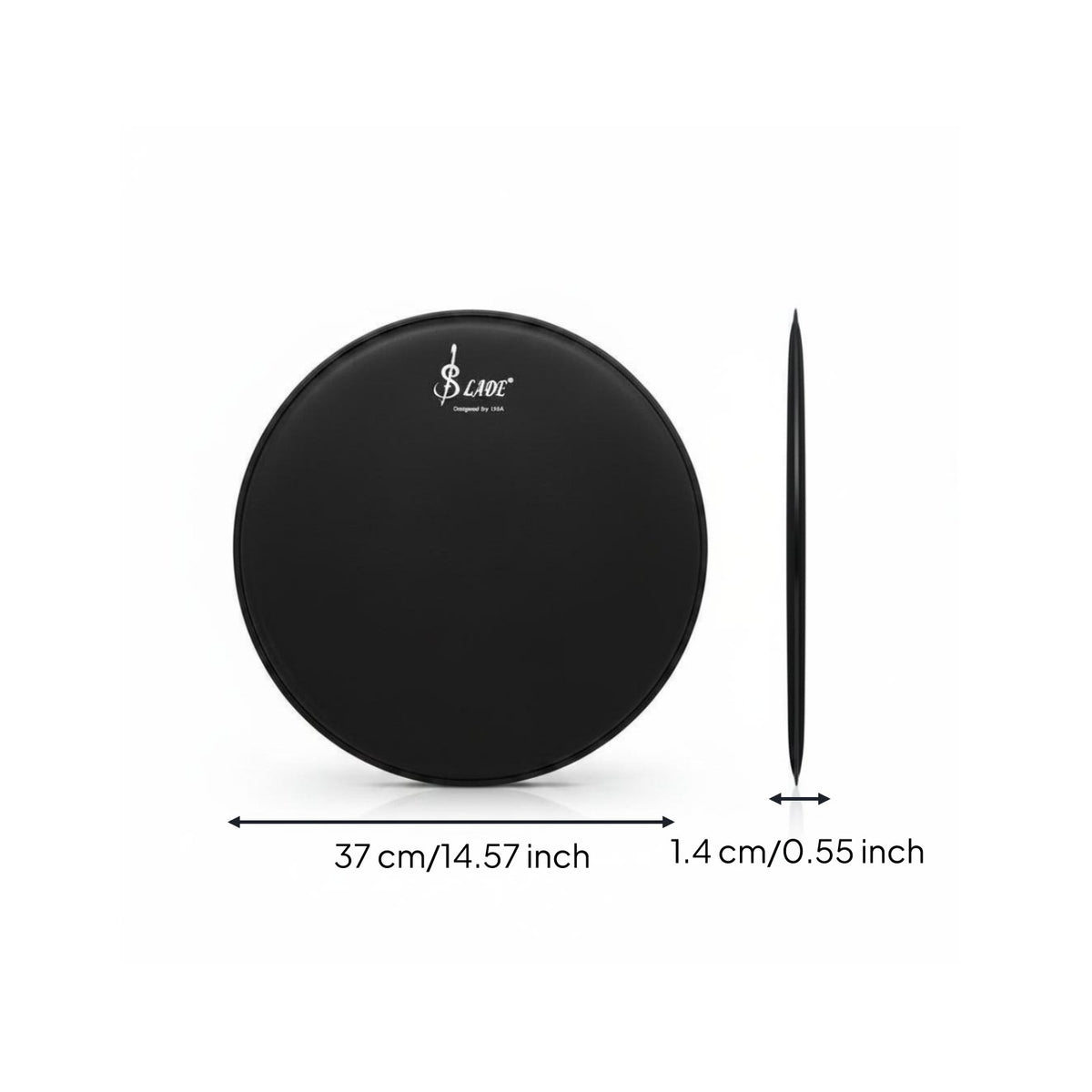 Wear Resistant 14 Inch Black Drum Head Anti-Slip Musical Instrument Accessory for Drummers