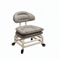 360-Degree Rotation Upholstered Low Chair with Casters Fluffy-Like Comfort Low Roller Seat Padded Cushion Rolling Stool Easy to Clean for Homemakers, Homeowners, Living Room, Bedroom, Playroom, Study